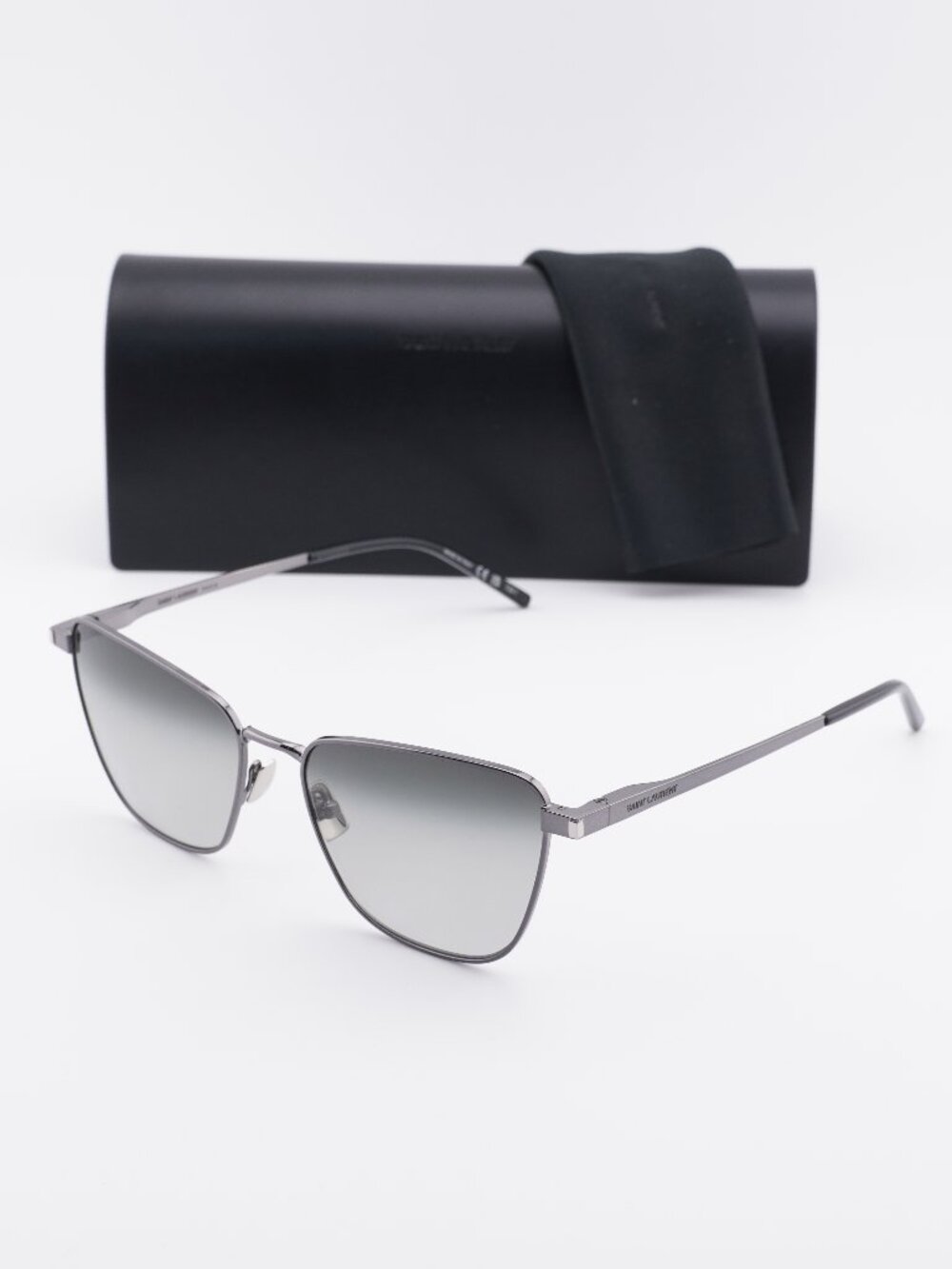 Saint Laurent SL551 004 Cat Eye Sunglasses - Ruthenium \Grey Gradient